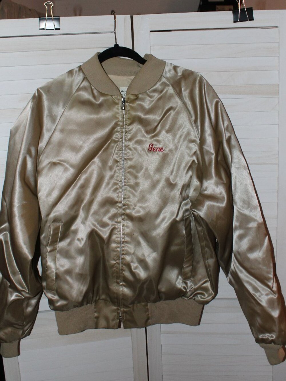 King Louie 1970s 80s Bomber Jacket Golf is My Bag Retro Vtg Rare 44 L 46 Gold
